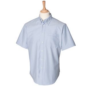 Henbury HB515 - Short sleeve classic Oxford shirt Niebieski