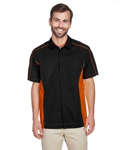 Ash City North End 87042 - Fuse Men's Color-Block Twill Shirts Black/Orange