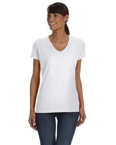 Fruit of the Loom L39VR - T-shirt pour femme 100% Heavy cottonMD, 8,3 oz de MD avec encolure en V Blanc