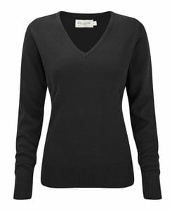 Russell Europe R-710F-0 - Ladies V-Neck Knitted Pullover Black