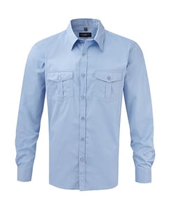 Russell Collection R-918M-0 - Men`s Roll Sleeve Shirt LS Pool Blue