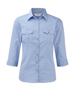 Russell Collection R-918F-0 - 3/4 Rollärmel Bluse Pool Blue