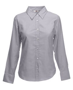 Fruit of the Loom 65-002-0 - Oxford Bluse Langarm Oxford Grey