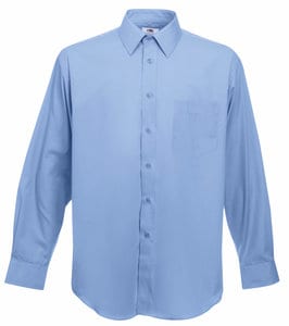 Fruit of the Loom 65-118-0 - Long Sleeve Poplin Shirt Mid Blue