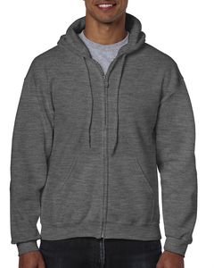 Gildan 18600 - Sweatshirt 18600 Heavy Blend Com Capuz e Zíper Dark Heather