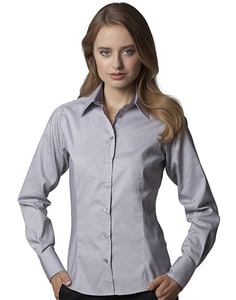 Kustom Kit KK789 - Women`s Contrast Premium Oxford Shirt LS Silver Grey/Charcoal