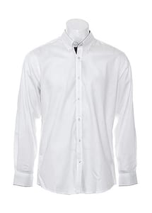 Kustom Kit KK190 - Contrast premium Oxford shirt (button down collar) long sleeve White/Navy