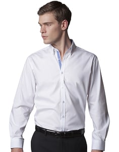 Kustom Kit KK190 - Contrast premium Oxford shirt (button down collar) long sleeve White/Mid Blue