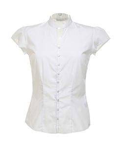 Kustom Kit KK727 - Women's continental blouse mandarin collar cap sleeve White