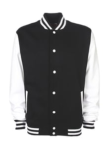FDM FV001 - College Jacket Schwarz / Weiß