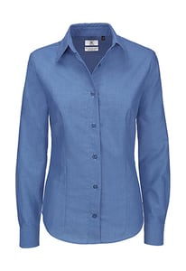 B&C Oxford LSL Women - Ladies` Oxford Long Sleeve Shirt - SWO03 Blue Chip