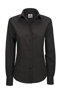 B&C Smart LSL Women - Ladies` Smart LS Poplin Shirt - SWP63 Black