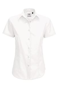B&C SWP64 - Ladies' Smart Short Sleeve Poplin Shirt White