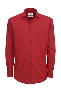 B&C SMP61 - LS Poplin Shirt Deep Red