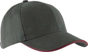 K-up KP011 - ORLANDO - CASQUETTE HOMME 6 PANNEAUX Slate Grey / Red