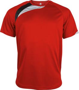 ProAct PA437 - T-SHIRT SPORT MANCHES COURTES ENFANT Sporty Red / Black / Storm Grey