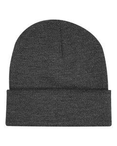 Bayside 3825 - USA-Made 12 Inch Knit Beanie with Cuff Charcoal