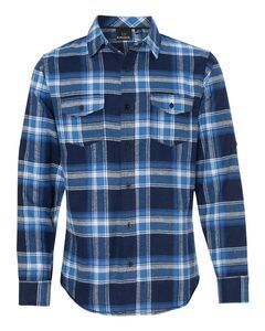 Burnside B8210 - Yarn-Dyed Long Sleeve Flannel Shirt Blue/ White