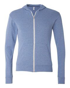 Bella+Canvas 3939 - Triblend Unisex Lightweight Hooded Full-Zip T-Shirt Blue Triblend