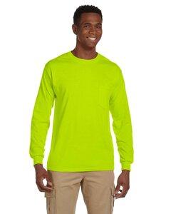 Gildan 2410 - Ultra Cotton™ Long Sleeve T-Shirt with a Pocket Vert Sécurité