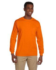Gildan 2410 - Ultra Cotton™ Long Sleeve T-Shirt with a Pocket Safety Orange