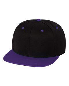 Yupoong 6089M - Wool Blend Flat Bill Snapback Cap Black/ Purple