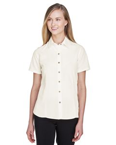 Harriton M560W - Ladies Barbados Textured Camp Shirt Creme