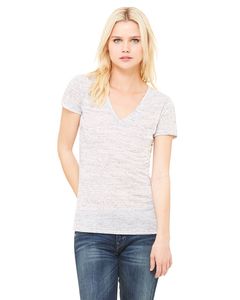 Bella+Canvas B6035 - Ladies Jersey Short-Sleeve Deep V-Neck T-Shirt White Marble