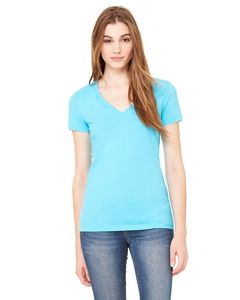 Bella+Canvas B6035 - Ladies Jersey Short-Sleeve Deep V-Neck T-Shirt Neon Blue