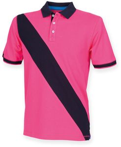 Front row FR212 - House Polo Con Banda Diagonale Bright Pink/ Navy