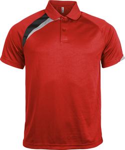 ProAct PA457 - POLO SPORT MANCHES COURTES UNISEXE Sporty Red / Black / Storm Grey