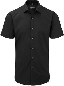 Russell Collection RU961M - CHEMISE HOMME MANCHES COURTES Black/Black