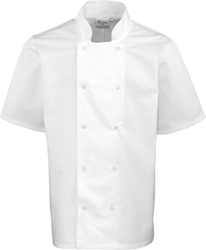 Premier PR664 - Unisex Short Sleeve Stud Front Chef's Jacket