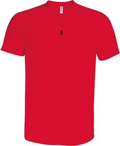 ProAct PA486 - T-SHIRT 1/4 ZIP SPORT MANCHES COURTES UNISEXE Rouge