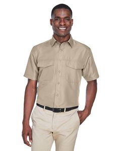 Harriton M580 - Men's Key West Short-Sleeve Performance Staff Shirt Khaki