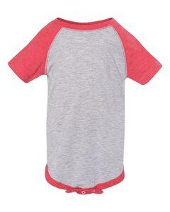 Rabbit Skins 4430 - Fine Jersey Infant Three-Quarter Sleeve Baseball Bodysuit Vintage Heather/ Vintage Red