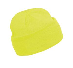 K-up KP031 - KNITTED TURNUP BEANIE Fluorescent Yellow