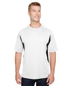A4 N3181 - Men's Cooling Performance Color Blocked Shorts Sleeve Crew Shirt White/Black