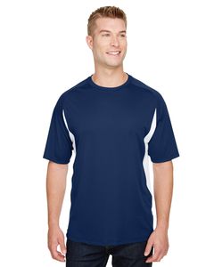 A4 N3181 - Men's Cooling Performance Color Blocked Shorts Sleeve Crew Shirt Navy/White