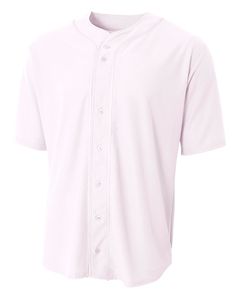 A4 N4184 - Shorts Sleeve Full Button Baseball Top White