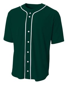 A4 N4184 - Shorts Sleeve Full Button Baseball Top Forest Green