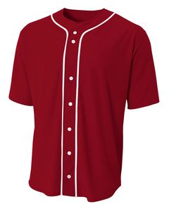 A4 N4184 - Shorts Sleeve Full Button Baseball Top Cardinal