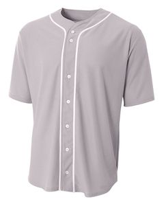A4 N4184 - Shorts Sleeve Full Button Baseball Top Grey