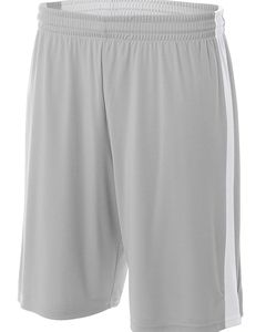 A4 N5284 - Adult Reversible Moisture Management Shorts Silver/White