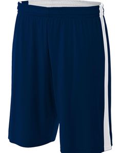 A4 N5284 - Adult Reversible Moisture Management Shorts Navy/White