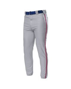 A4 NB6178 - Youth Pro Style Elastic Bottom Baseball Pants Grey/Cardinal