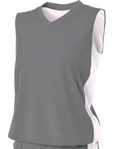 A4 NW2320 - Ladies Reversible Moisture Management Muscle Shirt Graphite/White