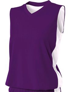 A4 NW2320 - Ladies Reversible Moisture Management Muscle Shirt Purple/White