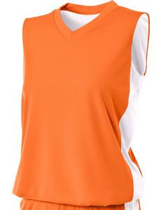A4 NW2320 - Ladies Reversible Moisture Management Muscle Shirt Orange/White