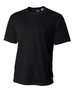 A4 N3252 - Men's Shorts Sleeve Crew Birds Eye Mesh T-Shirt Black
